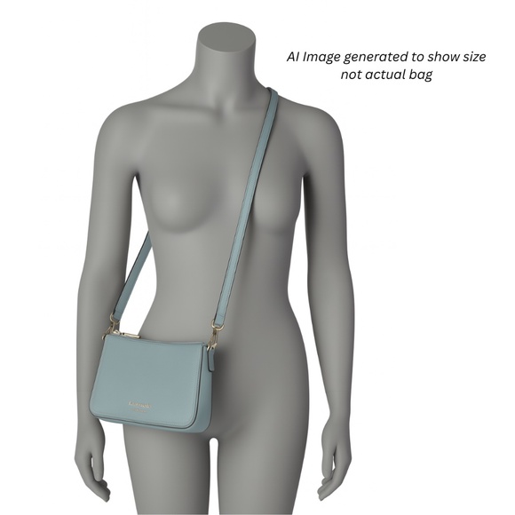 Kate Spade Bradley Medium Crossbody – Powder Blue Pebbled Leather, Two Straps - Picture 6 of 6